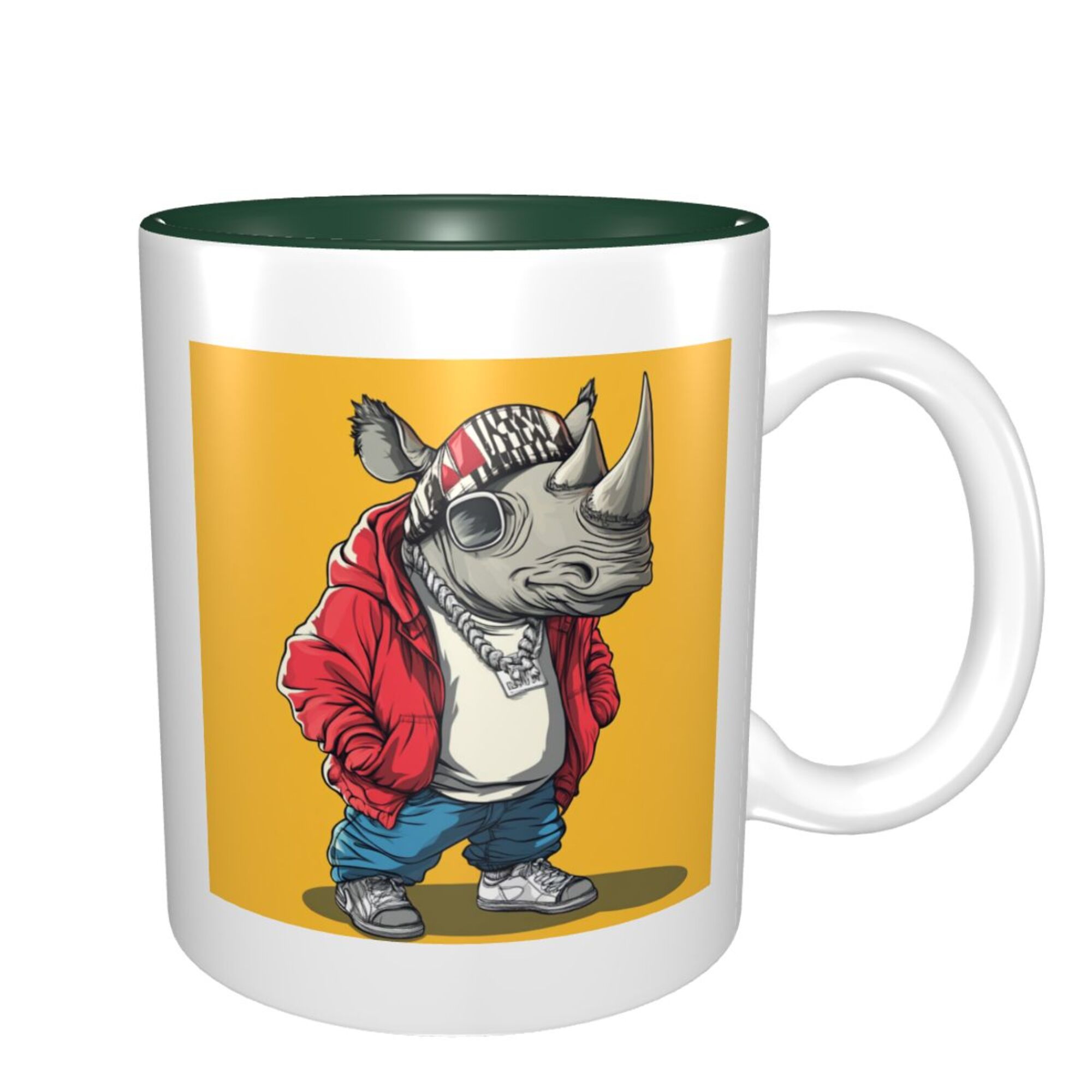 620633213-墨绿-效果图2 Cool Rhino Ceramic Mug - Classic Green Interior - Image 1