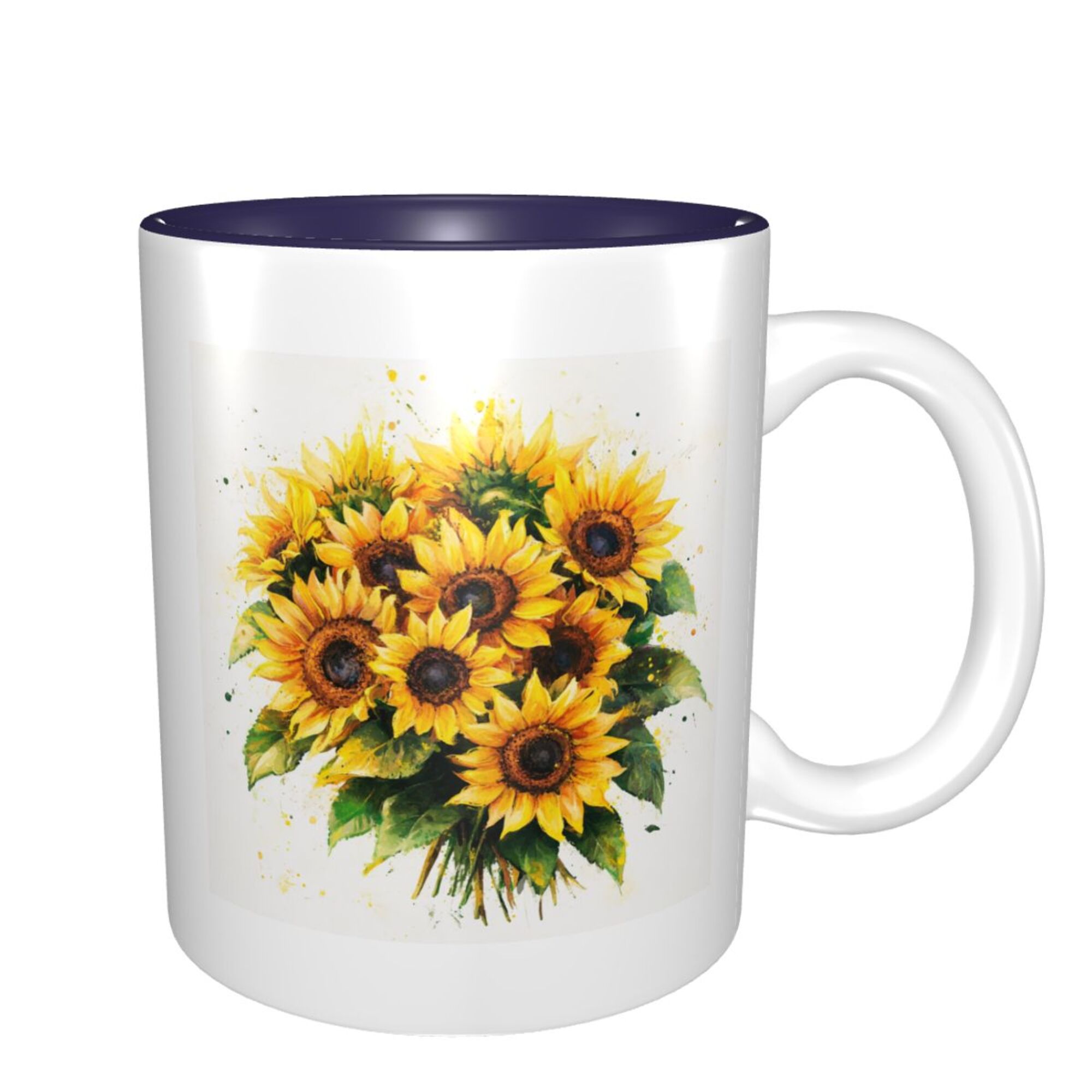 620633231-藏青-效果图2 Sunflower Bouquet Ceramic Mug - Image 1