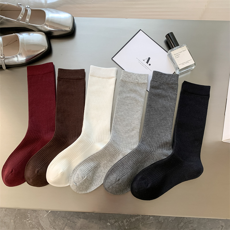 1 Women’s Ribbed Crew Socks Set | Soft Cotton Blend Mid-Calf Socks | Everyday Basic Multi-Color Pack - Image 1