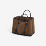 Vintage Wool-Blend Tote Bag with Leather Trim | Structured Large Handbag | Elegant Work & Commuter Bag - Image 6
