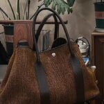 Vintage Wool-Blend Tote Bag with Leather Trim | Structured Large Handbag | Elegant Work & Commuter Bag - Image 3