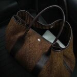 Vintage Wool-Blend Tote Bag with Leather Trim | Structured Large Handbag | Elegant Work & Commuter Bag - Image 2