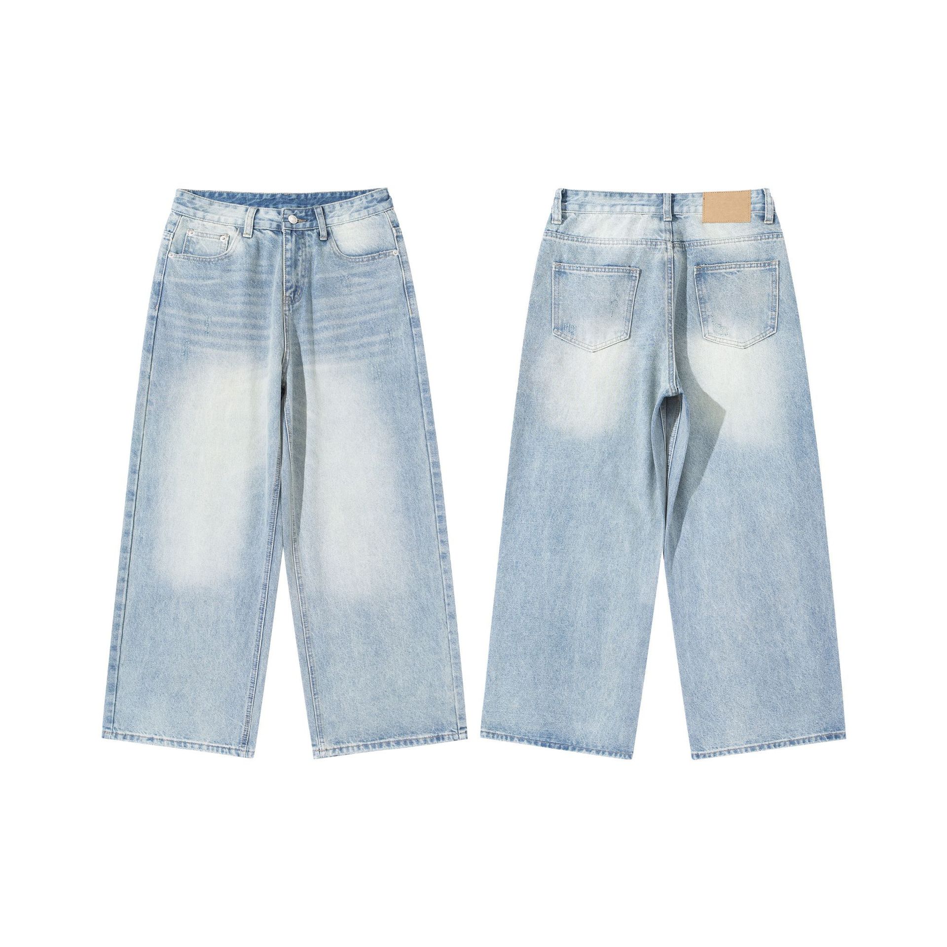 26 Men’s Vintage Washed Straight-Leg Jeans | High-Waist Relaxed Fit Denim Pants | Classic Casual Long Jeans - Image 1