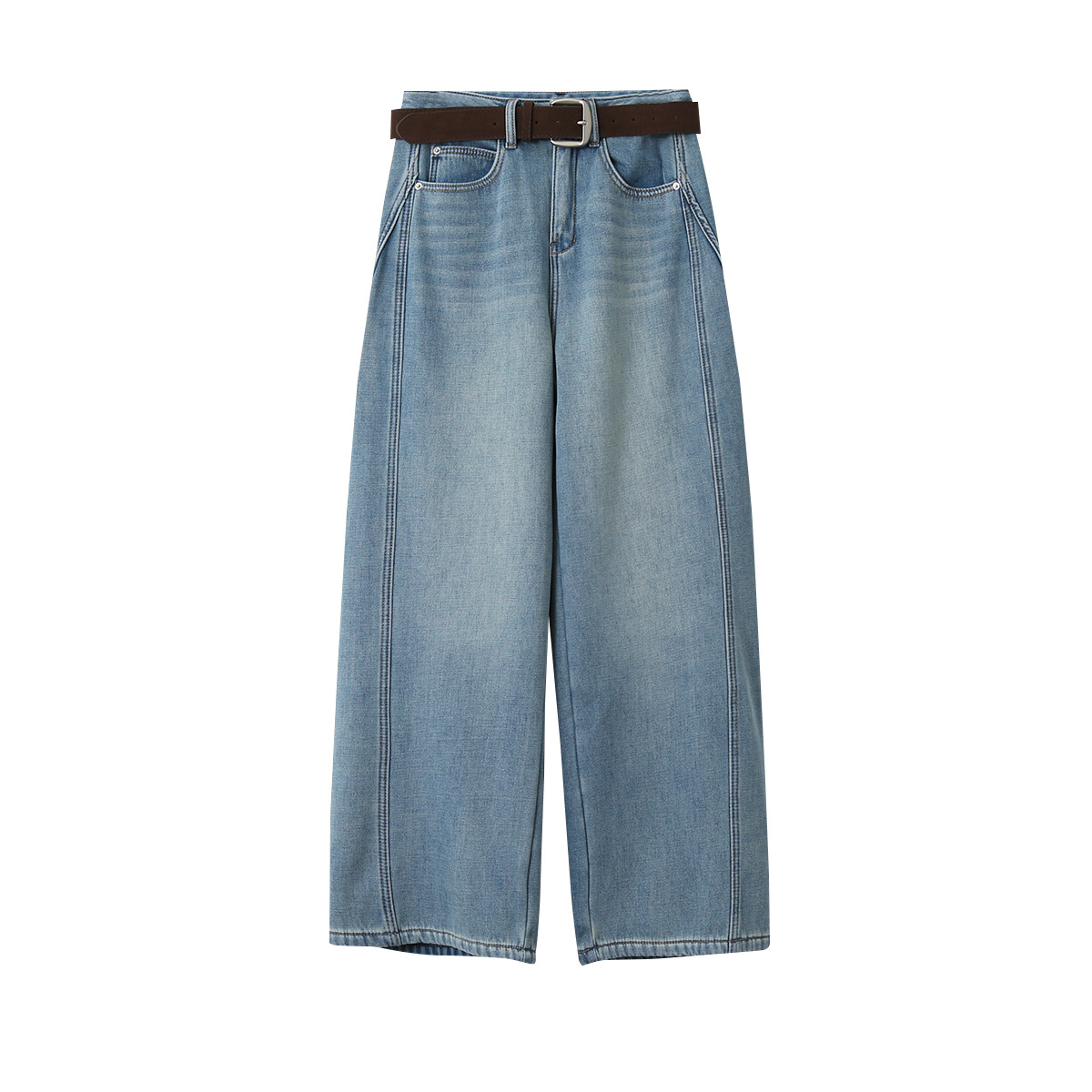 43 Women’s High-Waist Wide-Leg Jeans | Straight-Leg Relaxed Denim Pants | Casual Everyday Trousers - Image 1