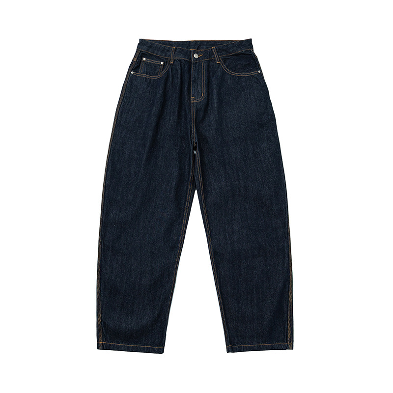 46 Men’s Dark Indigo Denim Jeans | High-Waist Straight Fit | Classic Heavyweight Jeans (S–XL) - Image 1