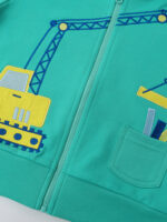 Kids Construction Vehicle Hooded Jacket | Toddler Zip-Up Hoodie | Crane Embroidery Design | Soft Cotton Blend | Casual Outerwear | Sizes 80–120 - Image 5